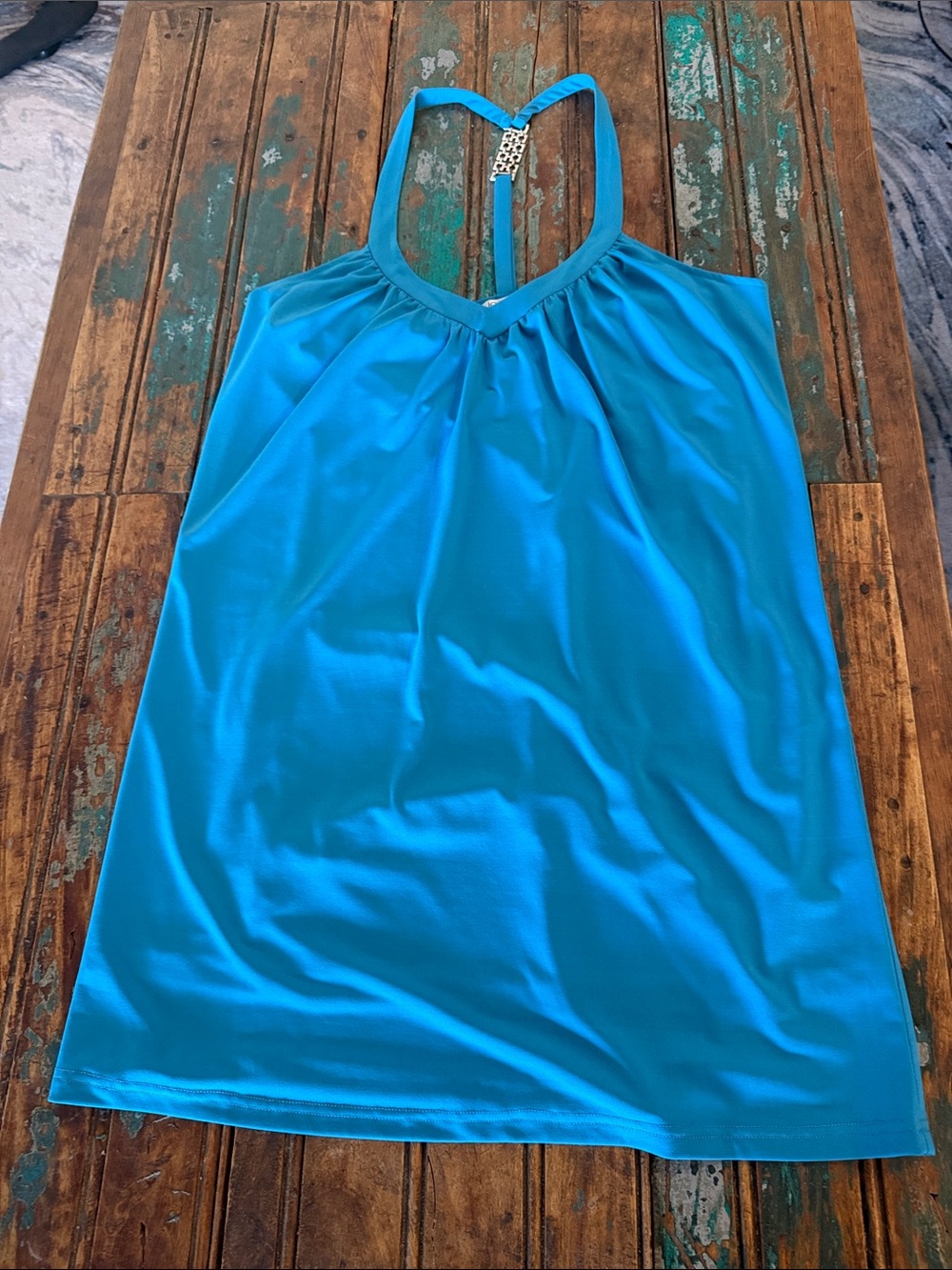 Joy Joy Turquoise Halter Mini Dress